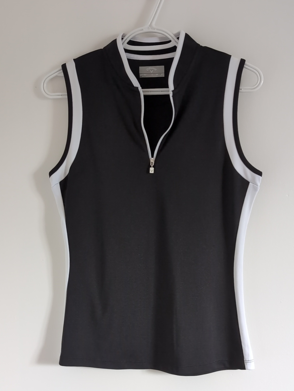 Callaway Black Tank Top with White Piping and Zip